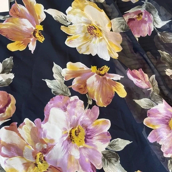 Connected Apparel Black and Pink Floral Midi Dress - Picture 2 of 3